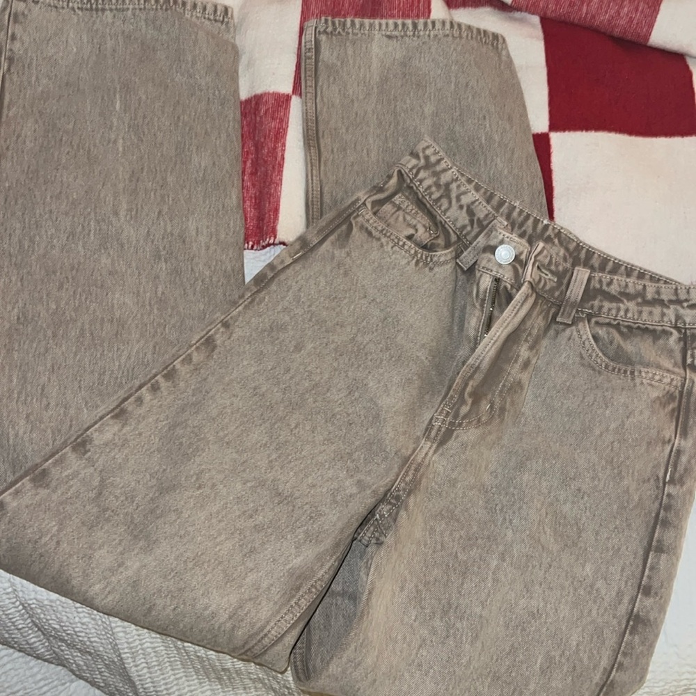 H&M brown white washed jeans